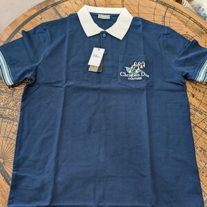 Dior Classic Blue Polo with White Collar